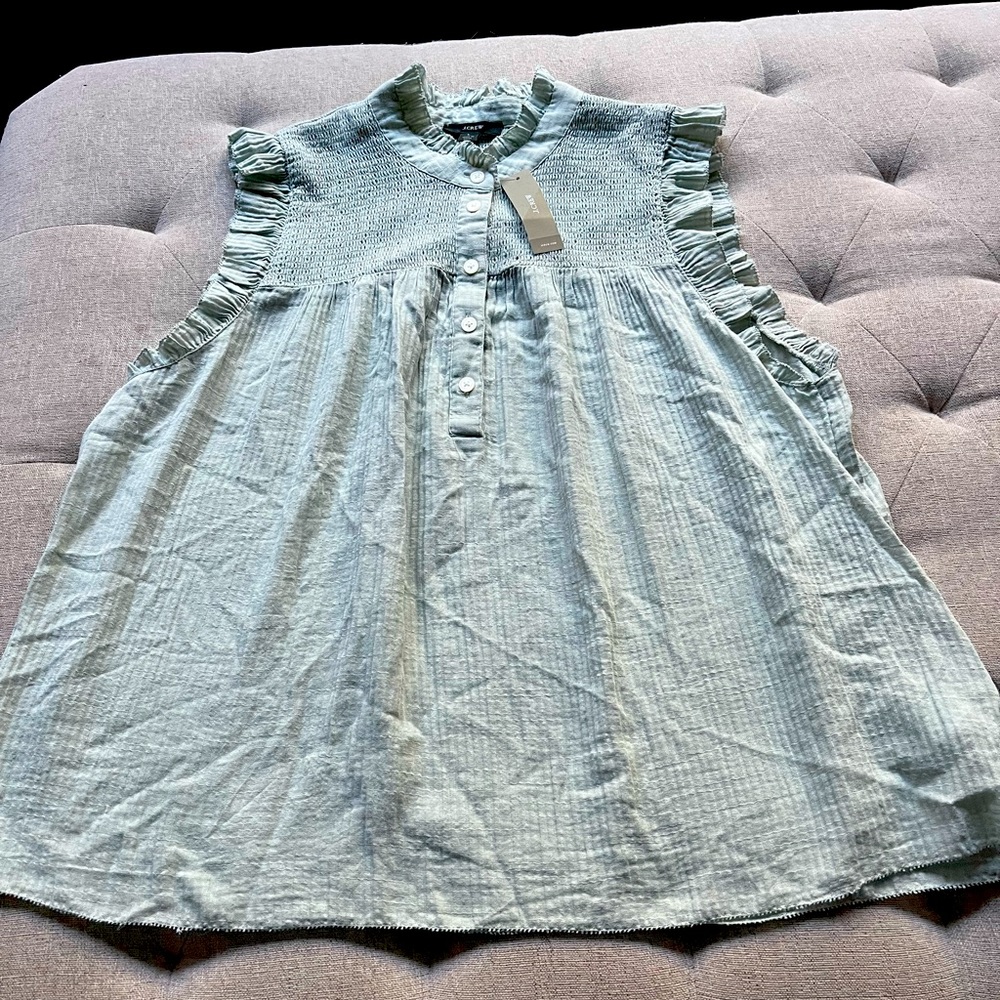 J. Crew smocked ruffle top.